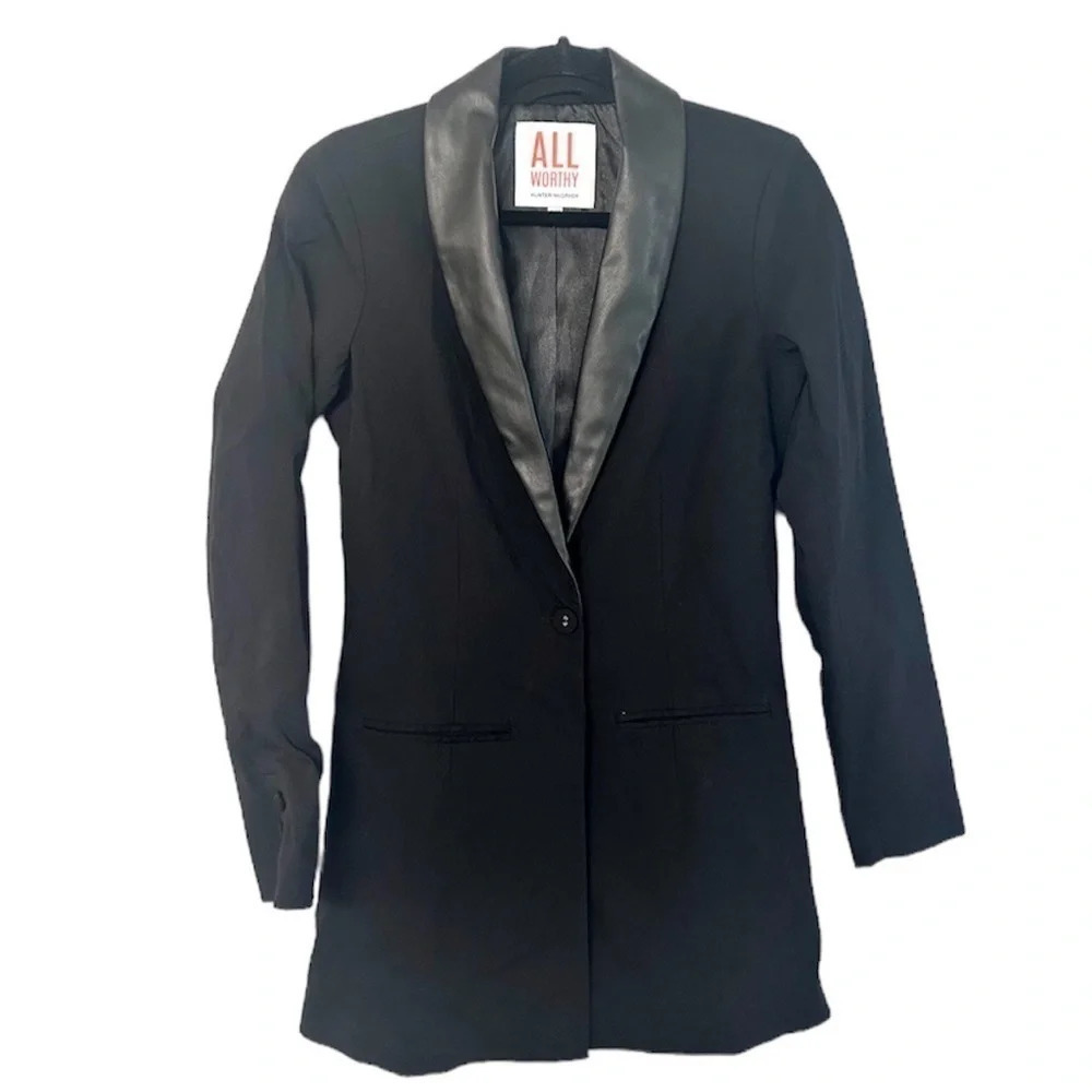 All Worthy Hunter McGrady Women's Novelty Black Blazer Jacket Size 0 NWOT
